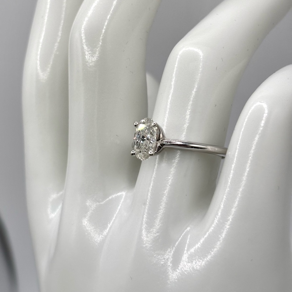 Oval Diamond Solitaire Engagement Ring 14k White Gold 0.90 Carat NWOT - Picture 7 of 15